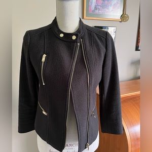 Ann Taylor size 2 black & gold moto jacket, very nice